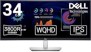 Dell P34245WE, 34" (86.36cm), WQHD Monitor, IPS Panel, Response Time 5ms, Aspect Ratio 21:9, Brightness 300cd/m2 (Typical), Ports: 1x HDMI, 1x Display Port, 2X USB Type-C.USB Type 3.2 & RJ45 Port.