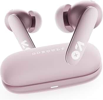 GOBOULT Y1 v2.0 Ear Buds Wireless with 60H Playtime, Zen Quad Mic ENC, 45ms Low Latency, Touch Contorl, Dual Device Pairing, Bluetooth 6.0, 13mm Driver Earbud TWS Wireless Earphone (Electric Pink)