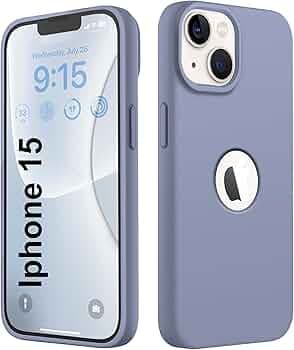 SBMS Liquid Silicone Case for iPhone 15 6.1-Inch, Logo Cut Silky-Soft Touch Full-Body Protective Phone Case, Shockproof Back Cover for iPhone 15 (Pigeon Blue)