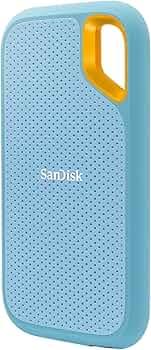 SANDISK Extreme 1TB Portable External SSD, 1050MB/s R, 1000MB/s W, 3m Drop Protection, IP65 Water/dust Resistant, PC,MAC & TypeC Smartphone Compatible, 5Y Warranty, SkyBlue Color
