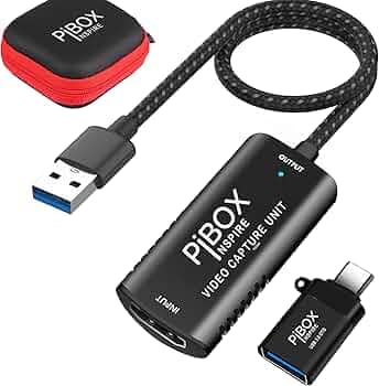 Video Capture Card, PiBOX India Braided Tough, 4K HDMI to USB 3.0 Game Capture Device Aluminium Windows Android Mac,HD 1080P Audio Video Card Live Streaming Gaming, Teaching Live Broadcasting