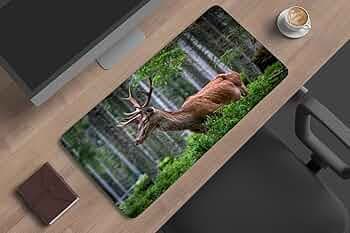 Gadgets WRAP Large 11x23inch Mouse Pad Desk Mat Anti-Slip Base Spill-Resistant for Laptop, MacBook, Gaming Computer - Deer in Woodland