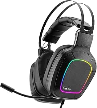 Nitho Titan PRO 7.1 Surround Gaming Headset with Cardioid Microphone for PS5, PS4, PC, Laptop, Over-Ear Stereo Wired Gaming Headphones with RGB LED Light, 3.5 mm Audio Jack, 50 mm Drivers - Black