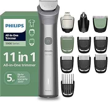 Philips India's No.1 Men's Trimmer | Beardsense Technology | 11-In-1 Trimmer - Face,Head & Body | Nose trimmer | Self Sharpening Steel Blades | 5 Year Warranty I 120Min Runtime | MG5932/15