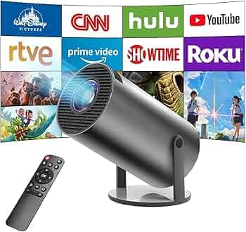 TMY Mini Projector 4K 1080P Supported, 15000 Lumen Portable WiFi 6 Projector,270° Rotatable Projector with 50% Zoom Home/Outdoor Movie Projector for TV Stick/PS5/Phone/HDMI (TMY16)