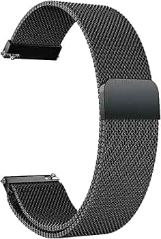 ACM Watch Strap Magnetic Loop 22mm Compatible with Asus Zenwatch 2 41mm 1.61 Smartwatch Luxury Metal Chain Band Black