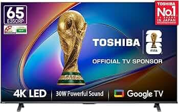 Toshiba 164 cm (65 Inches) 4K Ultra HD Smart LED Google TV | Dolby Atmos, HDR10 | 30W Powerful Speakers | AI 4K Upscaling | Super Bright Panel | Google Assistant | Voice Control | 65E350RP (Black)