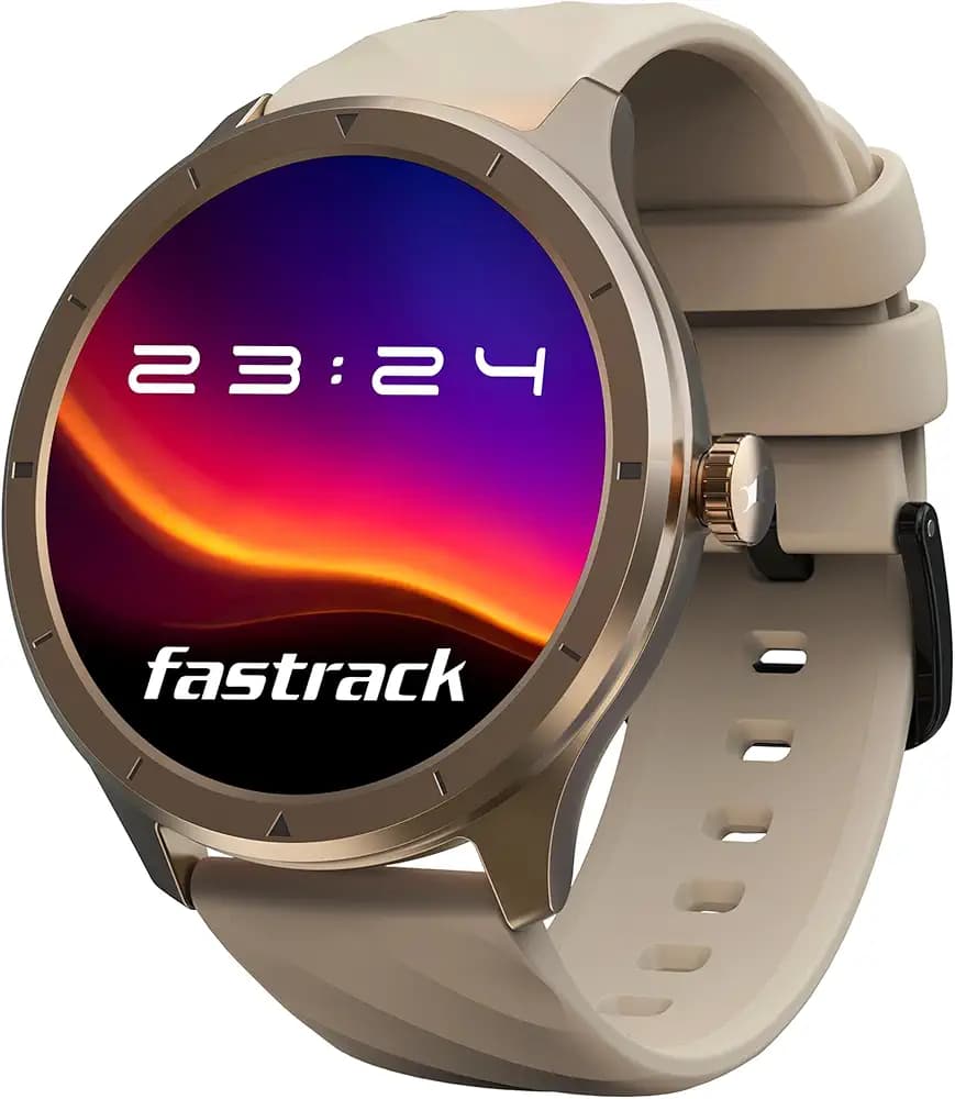 Fastrack FR2 Smart Watch, 1.38" UltraVU HD Display, Blazing Fast UI, Working Crown, AI Voice Assistant, IP68 Water & Dust Resistant, Health Suite, BT Calling, Smartwatch for Men & Women (Beige)