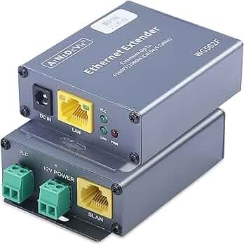 Ethernet Range Extender Repeater Kit, Ethernet LAN Range Extension Distance 6560FT 2000m Over Cat5e/6/6e RJ45 Network Cable - 3280FT 1000m Over Twisted Pair Cable UTP IP Extender Adapter