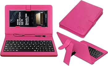 ACM Keyboard Case Compatible with Tecno Phantom X2 Mobile Flip Cover Stand Direct Plug & Play Device for Study & Gaming Pink
