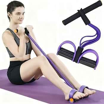Resistance Band with Pedal Handle 6 Tube Elastic Natural Latex Pull Rope Fitness Bands for Leg Arm Abdomen Waist Stretching Exercising Training