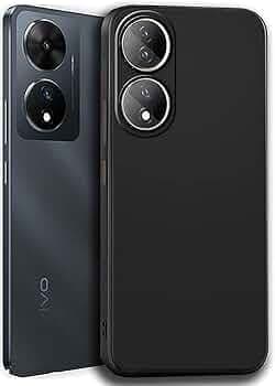 VickCases Minimalist Matte Black Phone Case for Vivo T2 5G / Vivo Y100 – Flexible TPU Back Cover, Lightweight Shockproof Protection (21226)