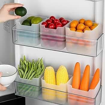 HomeWiz 6-Piece Fridge Storage Box Set | Multipurpose Transparent Plastic Containers for Fruits & Vegetables | Space-Saving Refrigerator Side Door Organizer & Pantry, Kitchen Accessories Items