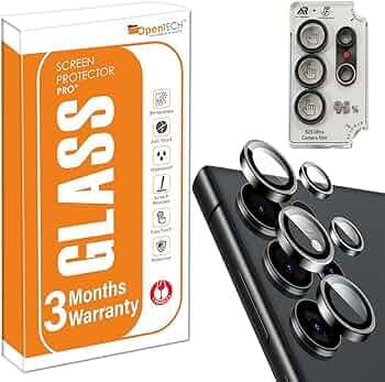 OpenTech® Premium Camera Lens Protector For Samsung Galaxy S25 Ultra (Black) – 9H Tempered Glass, Military-Grade Anti-Scratch, Case-Friendly, Easy Install Frame