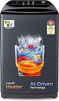 VW V10 HeatPro 10 Kg 5 Star Fully-Automatic Top Loading Washing Machine with In-built Heater (Black)