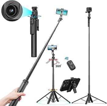 WeCool S8 AI-Powered Selfie Stick for Mobile, Auto Face Tracking Tripod with 360° Auto Rotating Selfie Stick, 64-inch/163 cm Long Aluminum Extension for Mobile & Camera with Quad-Leg Stability.