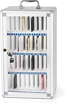 36-Slot Mobile Phone Locker Cabinet with Key Lock – Aluminium Cell Phone Storage Box for Classroom, Office, Exam Hall & Coaching Centres