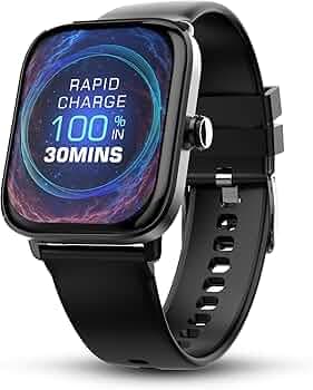 Pebble Ultra Rapid 1.83" HD Display. India's First Fastest Charging, Premium Metal Built, Unisex Design Smartwatch (Jet Black)