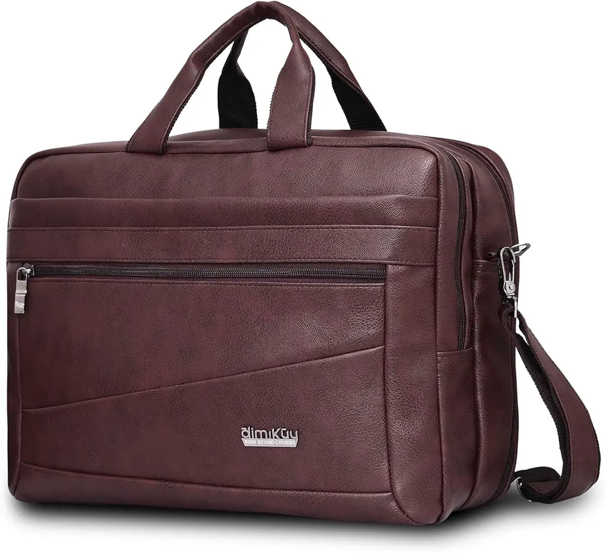 FF 7190 Brown 2-in-1 Laptop Office Bag for Men | Convertible Backpack & Messenger Briefcase | 15.6 Inch Faux Leather Business Travel Bag