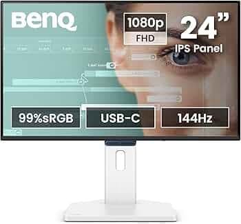 BenQ GW2490TC 24" IPS 144Hz FHD Eye-Care Monitor |99% sRGB|1500:1 CR|USB-C(20 W)|2Wx2 Speakers|Height, Tilt, Pivot & Swivel| Ultrathin Bezel| HDMI |DP| AMD FreeSync|TÜV Rheinland 4-Star(White)
