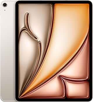 Apple iPad Air 13″ (M2): Liquid Retina Display, 128GB, Landscape 12MP Front Camera / 12MP Back Camera, Wi-Fi 6E + 5G Cellular with eSIM, Touch ID, All-Day Battery Life — Starlight