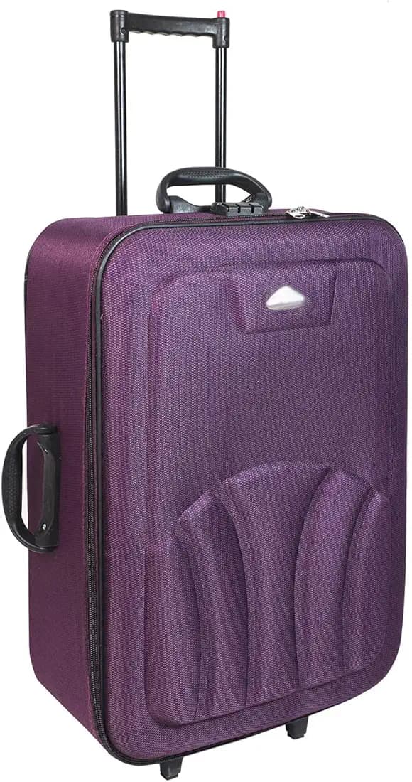 24 Inch Large Trolley Bag Suitcase | Stackable 3 Wheel Travel Luggage | Cabin Protection Polyester Fabric | Check-in Baggage for Flight, Train & Bus Travel | Durable Unisex Bag (Purple)