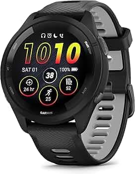 Garmin Forerunner 265 Music GPS Running Smartwatch,Amoled Touchscreen, Battery Upto 13 Days, HRV Status & Advanced Sleep Monitoring, SPO2,Morning Report, Track Running, Cross Training with Black Band
