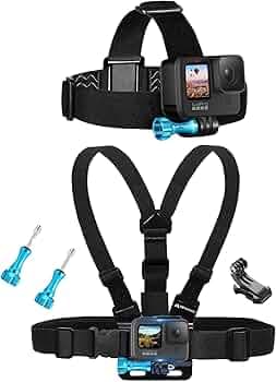MiPremium Chest Harness Chesty Mount & Head Strap for GoPro Hero 13 12 11 10 9 8 Max Go Pro Hero 7 6 5 3 4 Session Black Silver Fusion DJI Osmo AKASO Accessories Kit for Action Cameras