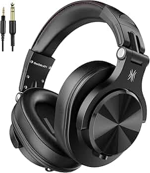 OneOdio A71 Hi-Res Studio Recording Headphones - Wired Over Ear Headphones with SharePort, Monitoring Mixing Foldable Headset with Stereo Sound, 3.5/6.35MM Jack for PC Computer DJ Guitar-Black