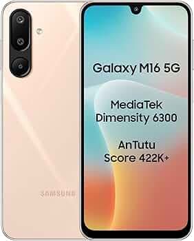 Samsung Galaxy M16 5G (Blush Pink, 4GB RAM, 128 GB Storage) | MediaTek Dimensity 6300 | AnTuTu Score 422K+ | Super Amoled Display | AI | 25W Fast Charging | 6 Gen of OS Upgrades | Without Charger
