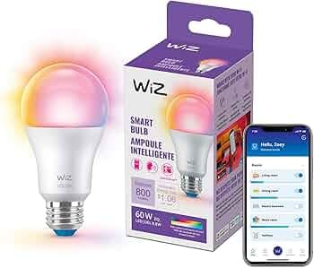 WiZ Connected 60W A19 Smart WiFi Bulb, 16 Million Colors, Compatible with Alexa and Google Home Assistant, No Hub Needed, 1 Bulb