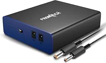 Frontech Mini UPS Battery Backup – 2×2200 mAh (4400 mAh), 12 V DC Voltage‑Regulated, Built‑in Surge Protection, Up to 3.5 H Backup for Routers, CCTV & Set‑Top Boxes (UPS-0022)