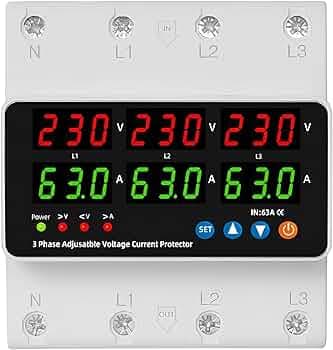 XPR3SS Taxnele 3 Phase 100Amp Automatic Voltage And Current Protection Relay Voltmeter Adjustable Over Under Voltage Current Protection Voltage & Amp Meter Surge Protector Phase Unbalance Protection