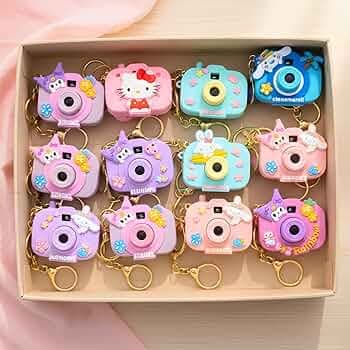 Toy Imagine Cute Cartoon Projection Camera Keychain Mini 2-in-1 Projector Toy with Image Slide Show Cartoon Design Keyring Return Gift for Kids Assorted Design (Pack of 12)