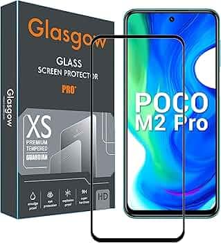 Glasgow Full Protection Tempered Glass for Poco M2 Pro Top Notch Edge to Edge Full Screen Coverage [Anti-Scratch] [Gorilla] [Free Cleaning Kit Included] - Black