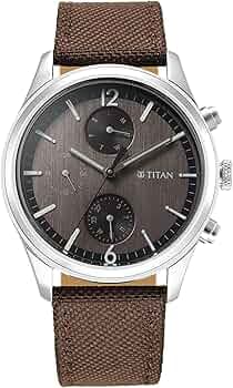 Titan Wrist with Quartz Multifunction Brown Dial Brown Leather Strap Watch for Men - NT1805SL12