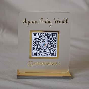 QalbAcrylic Premium QR Code Scanner | Social Media Scanner | QR Code On Acrylic | (Golden & Transparent Matte, 5 by 5 Inches)