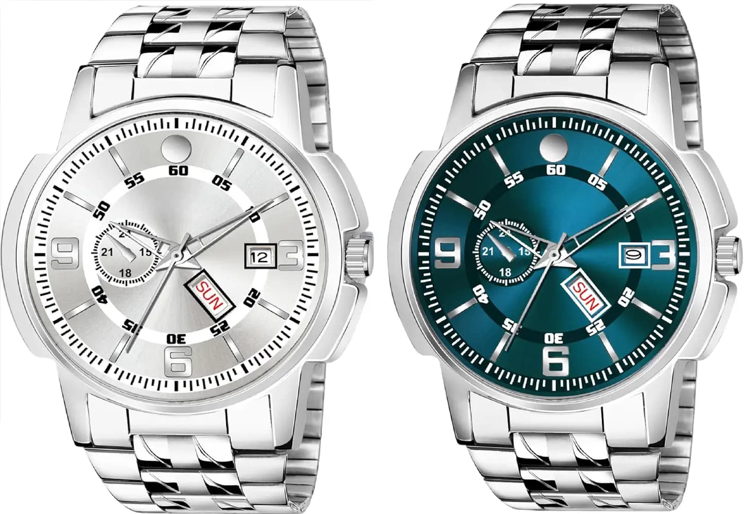 Day n Date Men Stylish Analog Latest Watches Combo - Set of 2 - SLV-10-SLV-MN-1025