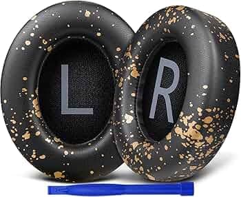 SOULWIT Protein Leather Replacement Earpads for Bose 700 (NC700) Wireless Headphones, Ear Pads Cushions with Softer Protein Leather, High-Density Noise Cancelling Foam, Added Thickness - Black Gold