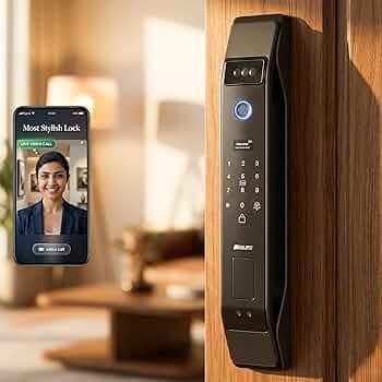Golens X117 Smart Door Lock – 8 in 1 Keyless Entry | 3D Face Recognition | Fingerprint | RFID | App | Heavy Duty Zinc Alloy | 3200 mAh Battery | LED Display & Alarm – Ideal for Home Security