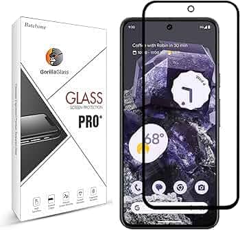 BATCHONE Tempered Glass Screen Protector Compatible for Google Pixel 8A (Black) with Edge to Edge Coverage and Easy Installation kit