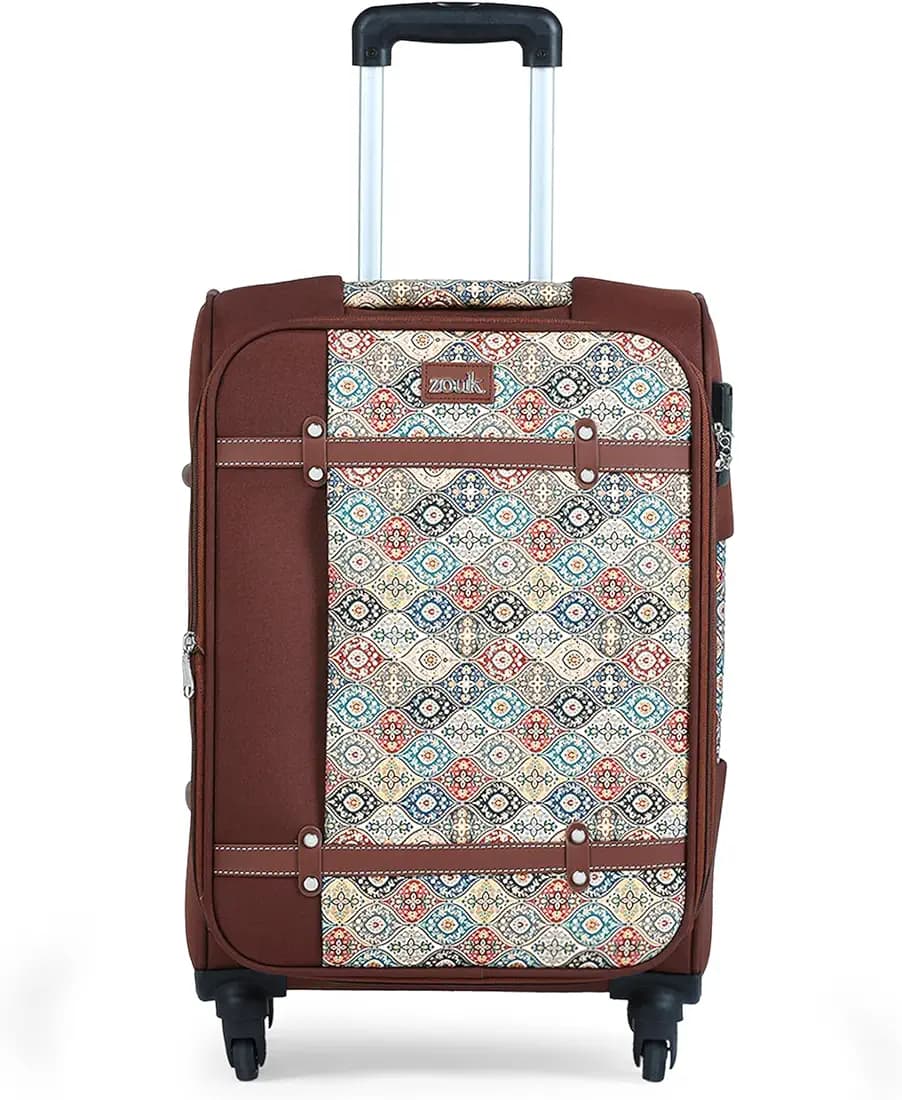 ZOUK Saira Jammu Kaleen Polyester Soft 4 Spinner Wheel 360° Rotating Cabin 50 cm Multicolor Trolley Bags | Luggage | Suitcase Bags for Travel for Men & Women with