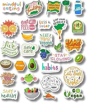 Healthy Food Fruit Gym Stickers, Cute Aesthetic Die Cut Stickers for Laptop, Journal, Diary, Mobile Phone, iPad, Scrapbook, Gift & Home Decor