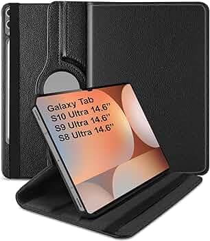 TGK 360 Rotatable Smart Flip Cover for Samsung Galaxy Tab S10 Ultra Case/Tab S9 Ultra 14.6 Inch/Tab S8 Ultra 14.6 Inch (Black)
