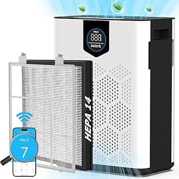 Smart Wifi Air Purifiers for Home, Large Room Up to 3000 Square Feet, DAYETTE Air Cleaner with Washable Filters, Air Quality Monitor, 4 Fans & Mode