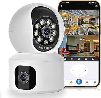 SUHOOR Dual Lens WiFi IP 360°Camera 1920 X 2160 Full HD 4mp AI (Upgraded) CCTV Night Vision Motion Sensor Two-Way Audio Micro SD Card Support Upto 128GB Monitor Nanny Security Easy to use Indoor White