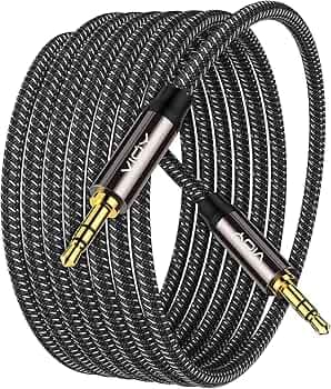 VIOY Long Aux Cable (30ft), [Copper Shell, Hi-Fi Sound] 3.5mm Male to Male Braided Auxiliary Cord Compatible with Headphone, Smartphone, Home/Car Stereo, Speaker, Echo & More
