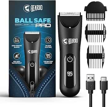 Beardo Ball Safe Pro Trimmer | Intimate Trimmer for Men | IPX7 Waterproof | Safe Ceramic Blades | 40mm T-Blade | 6000 RPM | 90 Min Runtime | Type-C Charging | Full Body Trimmer for Men