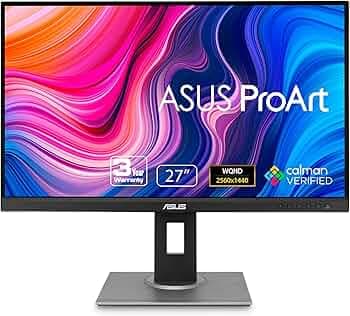 ASUS Proart Display PA278QV WQHD, 27 Inch (68.58 Cm) 2560 X 1440 Pixels Monitor, 100% Srgb/Rec. 709, E < 2, IPS, Displayport Hdmi Dvi-D Mini Dp, Calman Verified, Eye Care, Anti-Glare (Black)