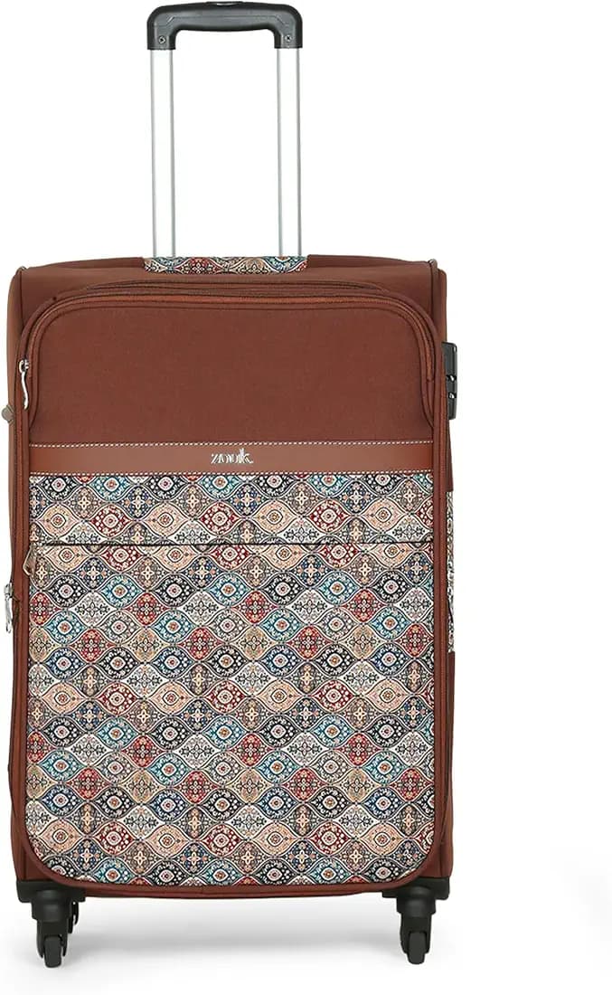 ZOUK Avasa Jammu Kaleen Polyester Soft 4 Spinner Wheel 360° Rotating Medium 60 cm Multicolor Trolley, Luggage, Suitcase Bags for Travel for Men and Women